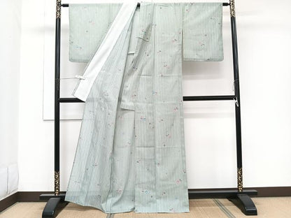 平和屋着物＊夏物　小紋　絽　草花文　洗える着物　CABJ9745xi