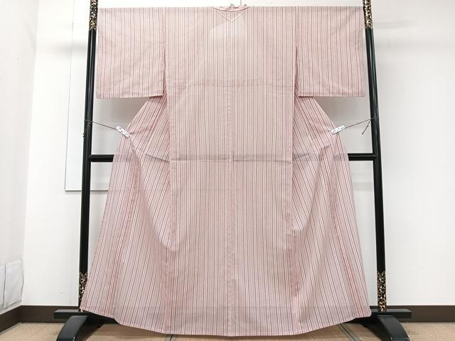 平和屋着物＊夏物　小紋　絽　縞　洗える着物　CABJ9751xi