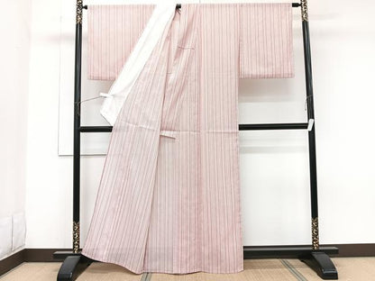 平和屋着物＊夏物　小紋　絽　縞　洗える着物　CABJ9751xi