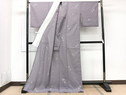 平和屋着物＊夏物　小紋　絽　松葉文　ロング丈　洗える着物　CABJ9754xi