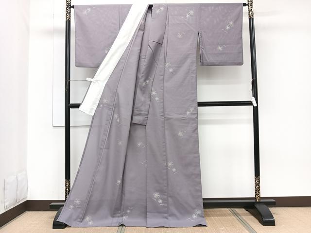 平和屋着物＊夏物　小紋　絽　松葉文　ロング丈　洗える着物　CABJ9754xi