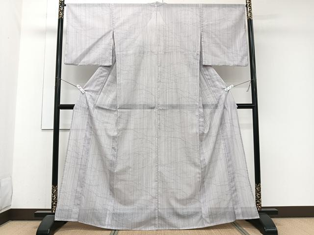 平和屋着物＊夏物　小紋　絽　芝重ね文　洗える着物　CABJ9757xi