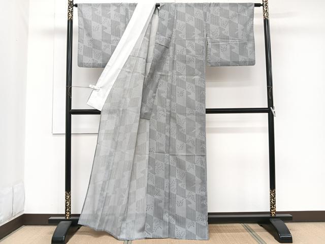 平和屋着物＊夏物　小紋　紗　流水草文　洗える着物　CABJ9758xi