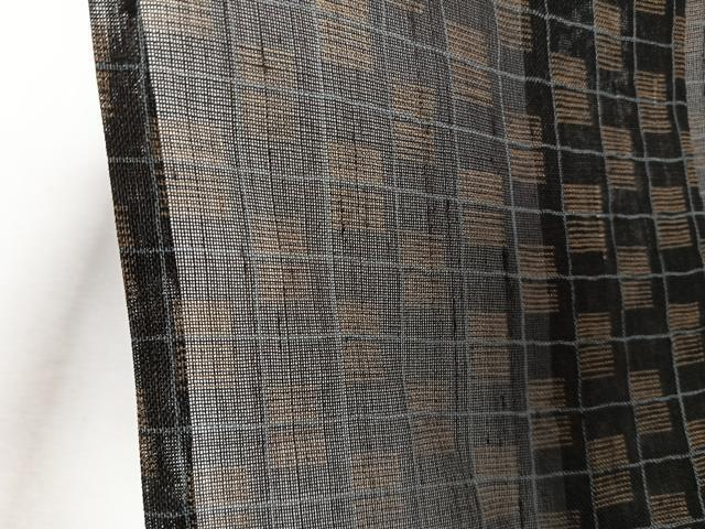 平和屋着物＊夏物　絹芭蕉　天然繭　手紡ぎ　変わり格子　証紙付き　正絹　逸品　CABJ9767xi