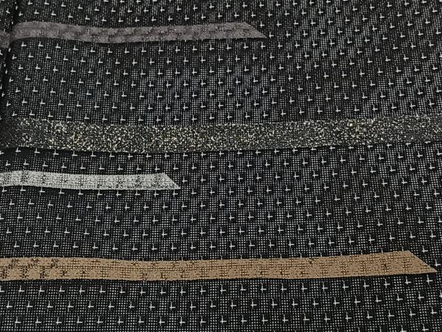 平和屋着物＊夏物　訪問着　紗　横段文　黒地　金彩　正絹　逸品　CABJ9769xi