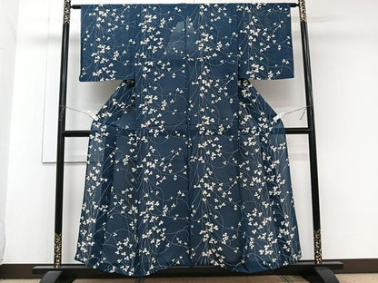 平和屋着物＊夏物　小紋　絽　枝花文　正絹　逸品　CABJ9772xi
