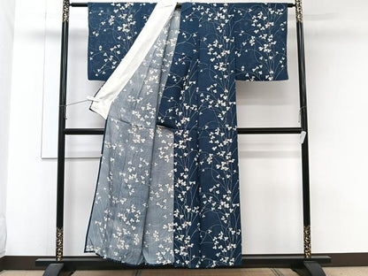 平和屋着物＊夏物　小紋　絽　枝花文　正絹　逸品　CABJ9772xi