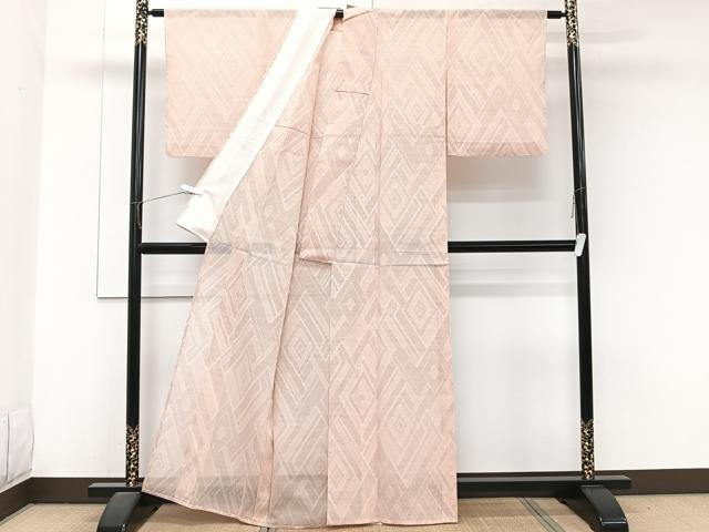 平和屋着物＊夏物　紗紬　菱文　正絹　逸品　CABJ9776xi