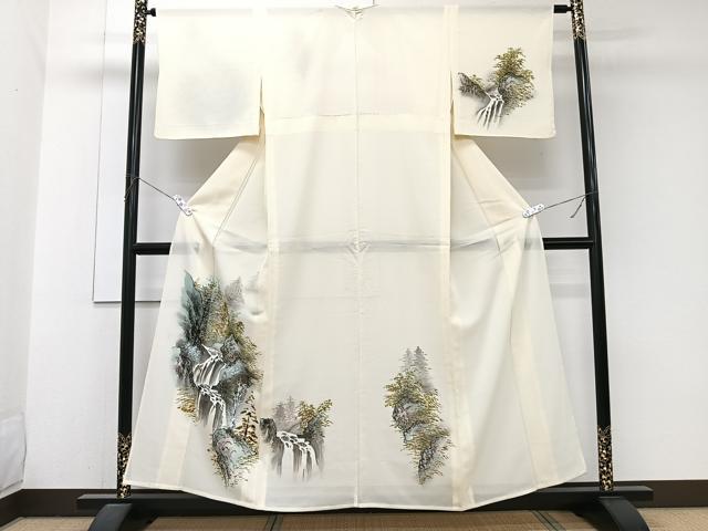 平和屋着物＊夏物　訪問着　絽　手描き　風景文　正絹　逸品　CABJ9781xi