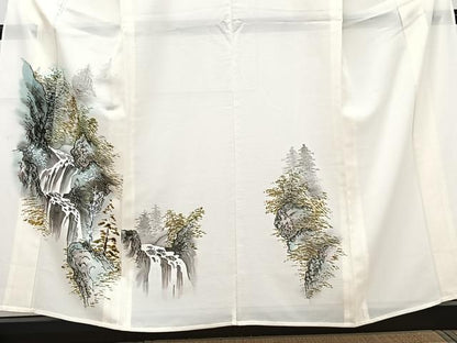 平和屋着物＊夏物　訪問着　絽　手描き　風景文　正絹　逸品　CABJ9781xi