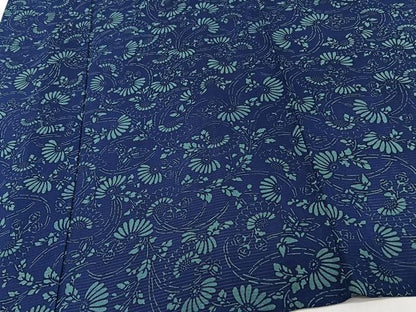 平和屋着物＊夏物　小紋　絽　藍　型染め　花蝶文　正絹　逸品　CABJ9782xi