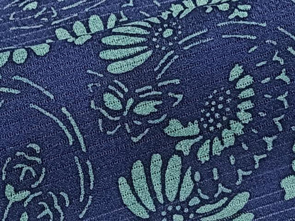 平和屋着物＊夏物　小紋　絽　藍　型染め　花蝶文　正絹　逸品　CABJ9782xi