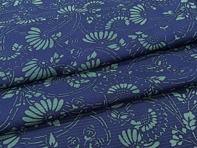 平和屋着物＊夏物　小紋　絽　藍　型染め　花蝶文　正絹　逸品　CABJ9782xi