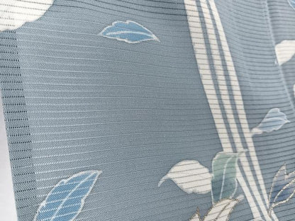 平和屋着物＊夏物　訪問着　絽　駒刺繍　流水舞葉文　銀彩　正絹　逸品　CABJ9786xi