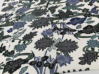 平和屋着物＊夏物　小紋　絽　型染め　流水花蝶文　正絹　逸品　CABJ9791xi