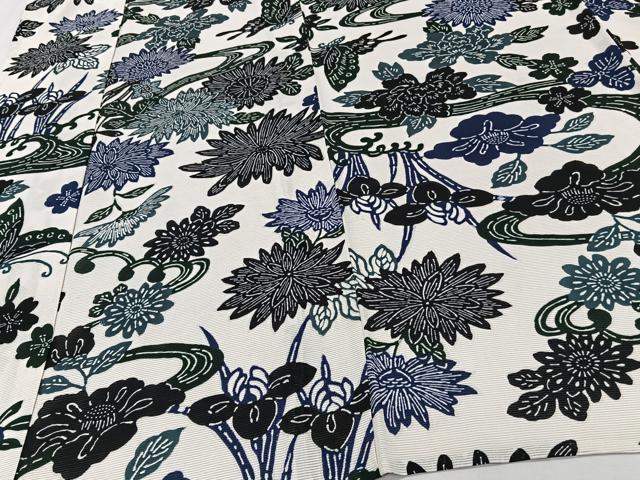 平和屋着物＊夏物　小紋　絽　型染め　流水花蝶文　正絹　逸品　CABJ9791xi