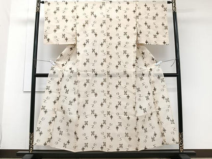 平和屋着物＊夏物　紗紬　琉球絣文様　正絹　逸品　CABJ9792xi