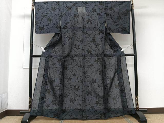 平和屋着物＊夏物　夏結城　100亀甲　楓唐草文　正絹　逸品　未使用　CABJ9793xi