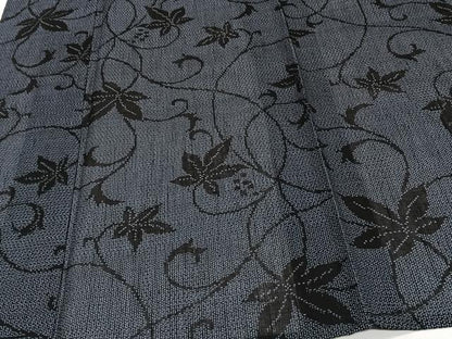 平和屋着物＊夏物　夏結城　100亀甲　楓唐草文　正絹　逸品　未使用　CABJ9793xi