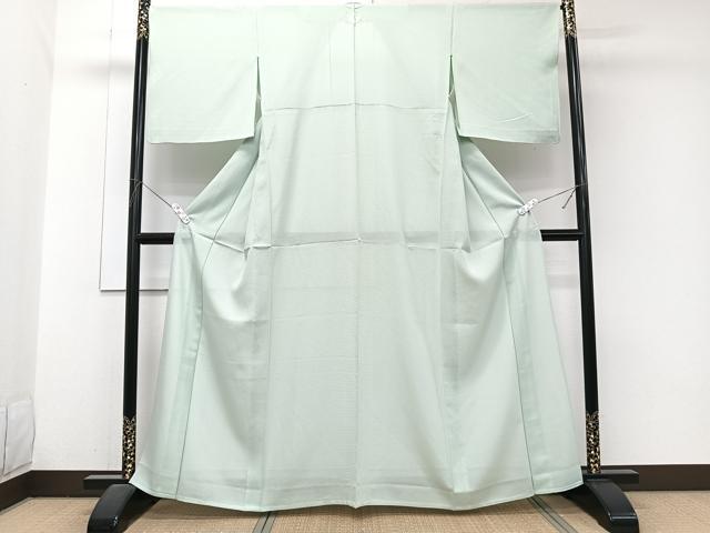 平和屋着物＊夏物　色無地　絽　白緑色　正絹　逸品　CABJ9795xi