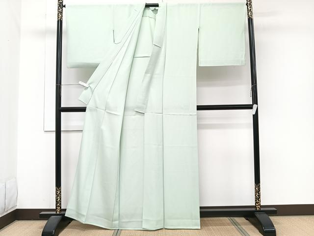 平和屋着物＊夏物　色無地　絽　白緑色　正絹　逸品　CABJ9795xi