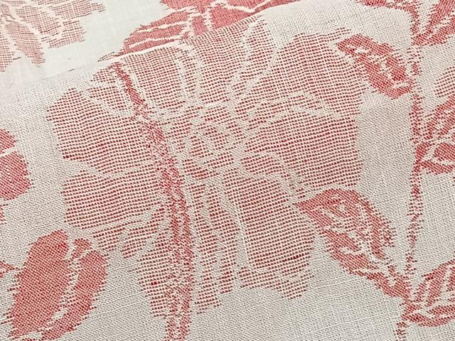 平和屋着物＊夏物　本場小千谷縮　草花文　麻　逸品　CABJ9798xi