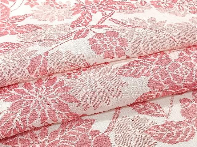 平和屋着物＊夏物　本場小千谷縮　草花文　麻　逸品　CABJ9798xi