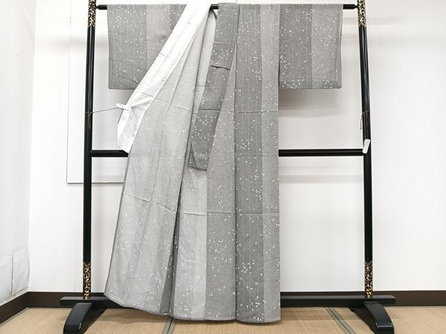 平和屋着物＊夏物　小紋　絽　東京染小紋　間道花文　反端付き　正絹　逸品　CABJ9800xi