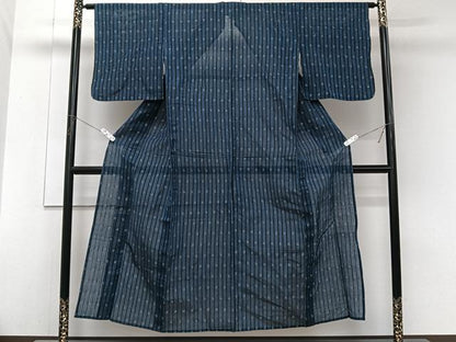 平和屋着物＊夏物　小紋　浴衣兼用　間道　綿麻　逸品　CABJ9801xi