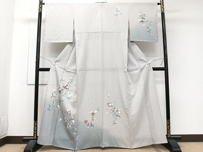 平和屋着物＊夏物　訪問着　絽　友禅　枝草花文　正絹　逸品　CABJ9804xi
