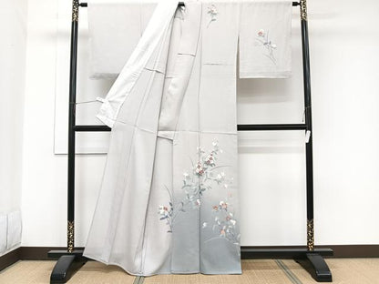 平和屋着物＊夏物　訪問着　絽　友禅　枝草花文　正絹　逸品　CABJ9804xi