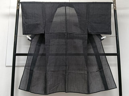 平和屋着物＊夏物　男性　本場小千谷縮　藍鉄色　麻　逸品　未使用　CABJ9808xi