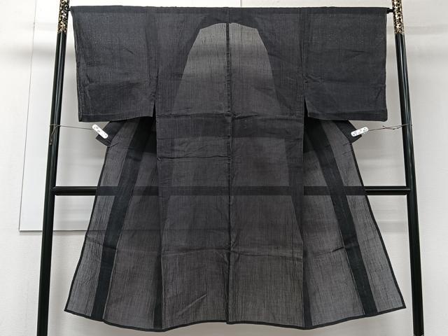 平和屋着物＊夏物　男性　本場小千谷縮　藍鉄色　麻　逸品　未使用　CABJ9808xi