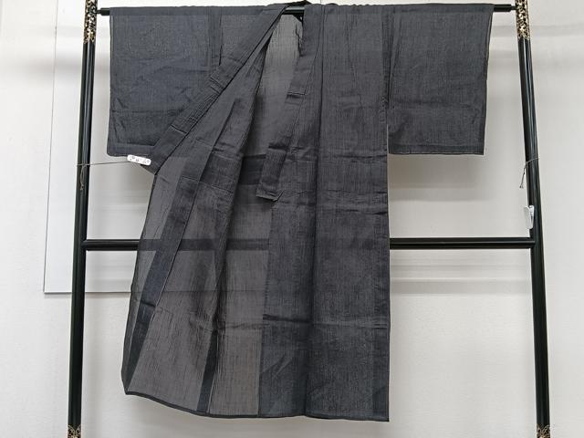 平和屋着物＊夏物　男性　本場小千谷縮　藍鉄色　麻　逸品　未使用　CABJ9808xi