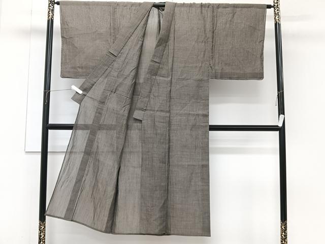 平和屋着物＊夏物　男性　本場小千谷縮　媚茶色　麻　逸品　未使用　CABJ9809xi
