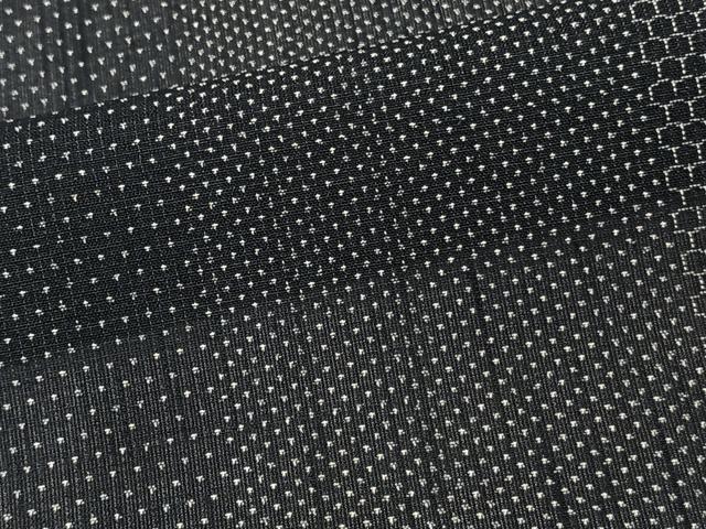 平和屋着物＊夏物　夏結城　100亀甲　間道亀甲文　黒地　正絹　逸品　CABJ9811xi