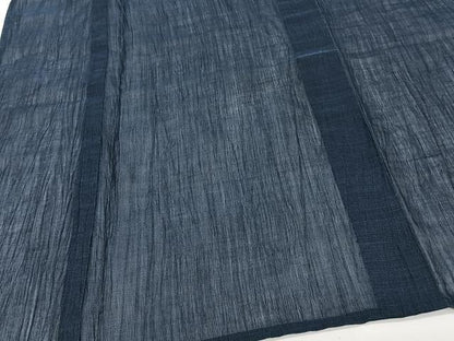 平和屋着物＊夏物　男性　本場小千谷縮　紺青色　麻　逸品　CABJ9812xi