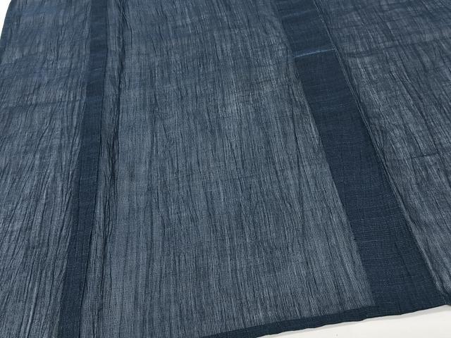 平和屋着物＊夏物　男性　本場小千谷縮　紺青色　麻　逸品　CABJ9812xi