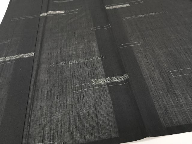 平和屋着物＊夏物　夏結城　100亀甲　横段飛び亀甲柄　黒地　正絹　逸品　未使用　CABJ9814xi