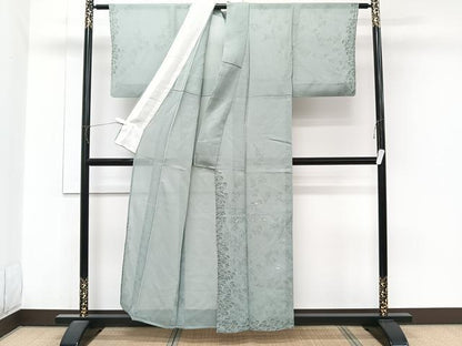 平和屋着物＊夏物　訪問着　紗　刺繍　枝萩文　夏虫　銀糸　正絹　逸品　CABJ9815xi