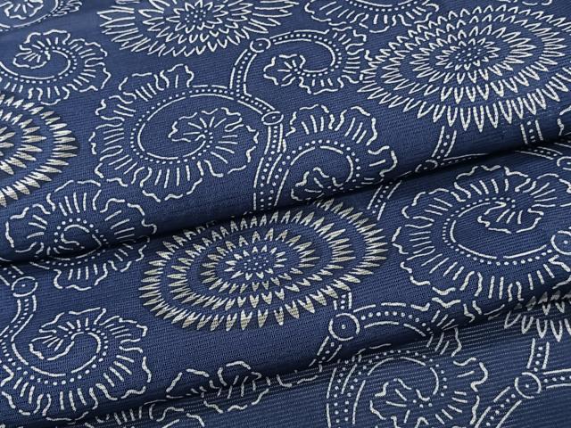 平和屋着物＊夏物　小紋　絽　型染め　菊唐草文　正絹　逸品　CABJ9816xi