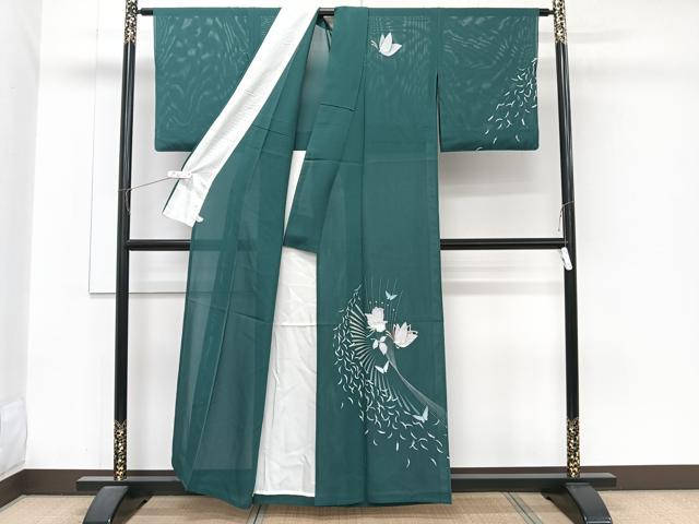 平和屋着物＊夏物　訪問着　絽　花蝶文　銀彩　鈴乃屋扱い　正絹　逸品　CABJ9817xi