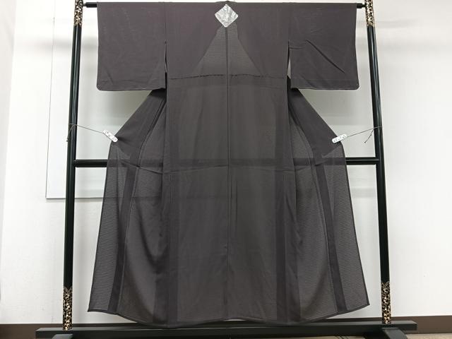 平和屋着物＊夏物　色無地　絽縮緬　紫黒色　正絹　逸品　未使用　CABJ9818xi