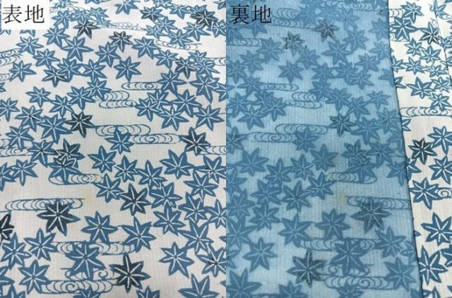 平和屋着物＊夏物　小紋　紗　藍　流水楓文　正絹　逸品　CABJ9819xi