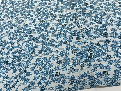 平和屋着物＊夏物　小紋　紗　藍　流水楓文　正絹　逸品　CABJ9819xi