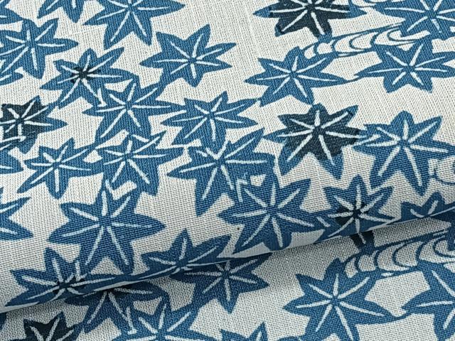 平和屋着物＊夏物　小紋　紗　藍　流水楓文　正絹　逸品　CABJ9819xi