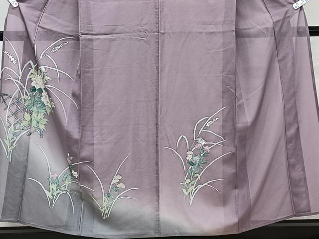 平和屋着物＊夏物　訪問着　絽　籬草花文　銀彩　正絹　逸品　CABJ9821xi