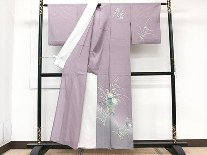 平和屋着物＊夏物　訪問着　絽　籬草花文　銀彩　正絹　逸品　CABJ9821xi