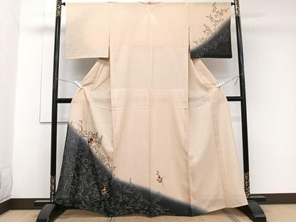 平和屋着物＊夏物　訪問着　絽　刺繍　萩花文　暈し染め　金彩　正絹　逸品　CABJ9822xi