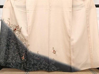 平和屋着物＊夏物　訪問着　絽　刺繍　萩花文　暈し染め　金彩　正絹　逸品　CABJ9822xi